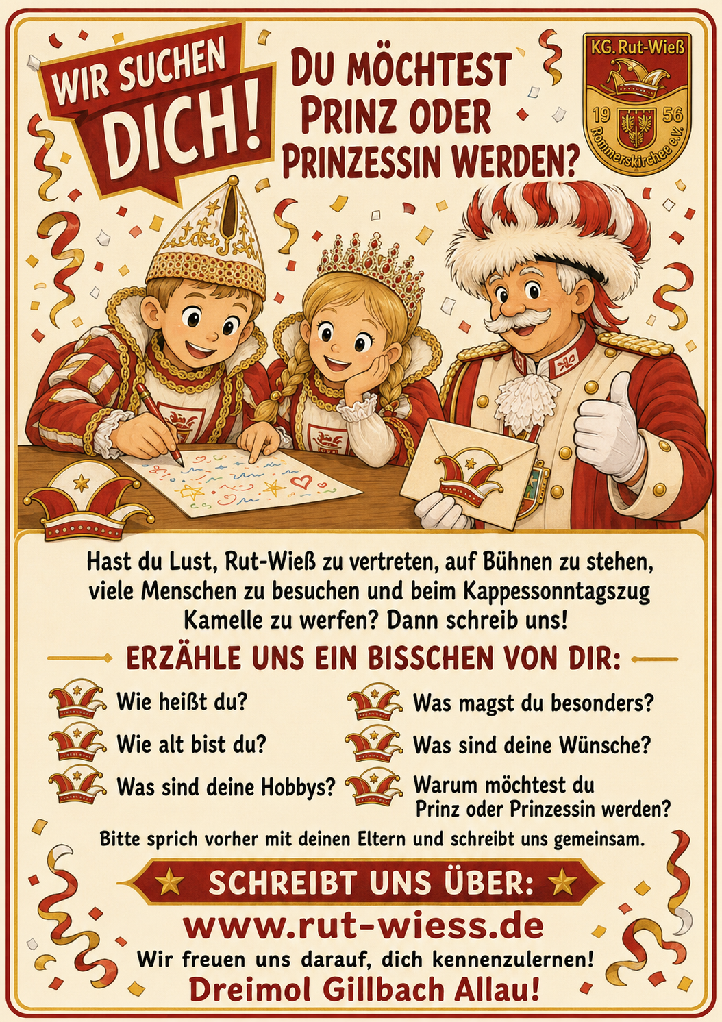 Wir suchen dich – Vorlage mit Fragen für angehende Prinzen und Prinzessinnen